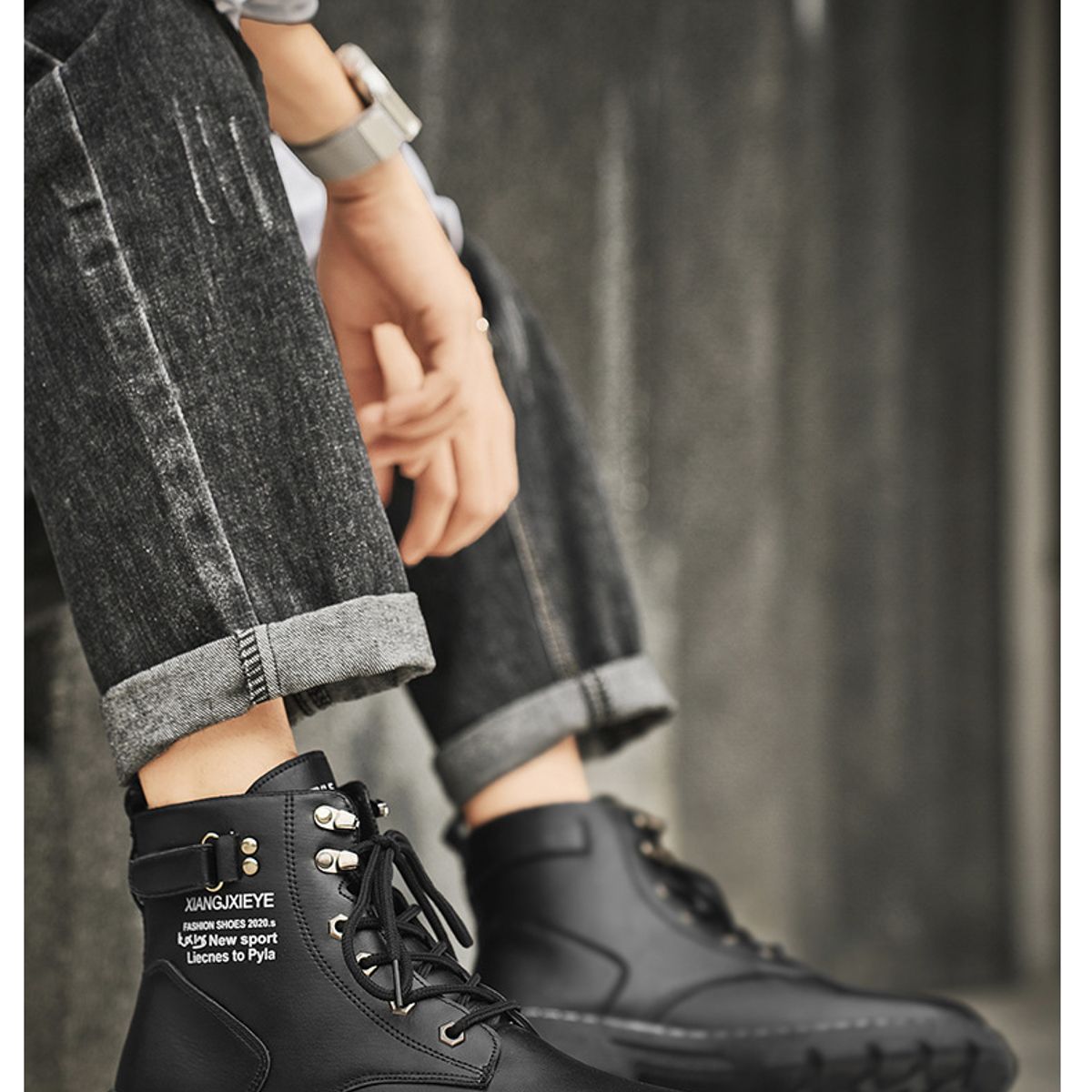 BLWOENS - Zapatos Botas de Martín para Hombre - Negro