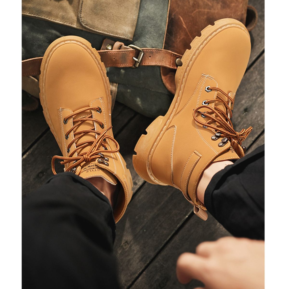 BLWOENS - Zapatos Botas de Martín para Hombre - Marrón