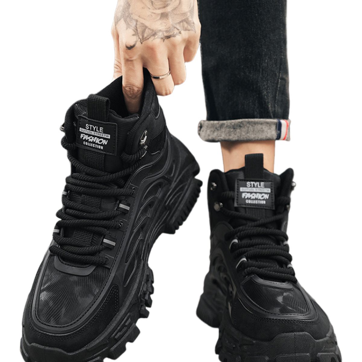 BLWOENS - Zapatos Botas de Martín para Hombre - Negro