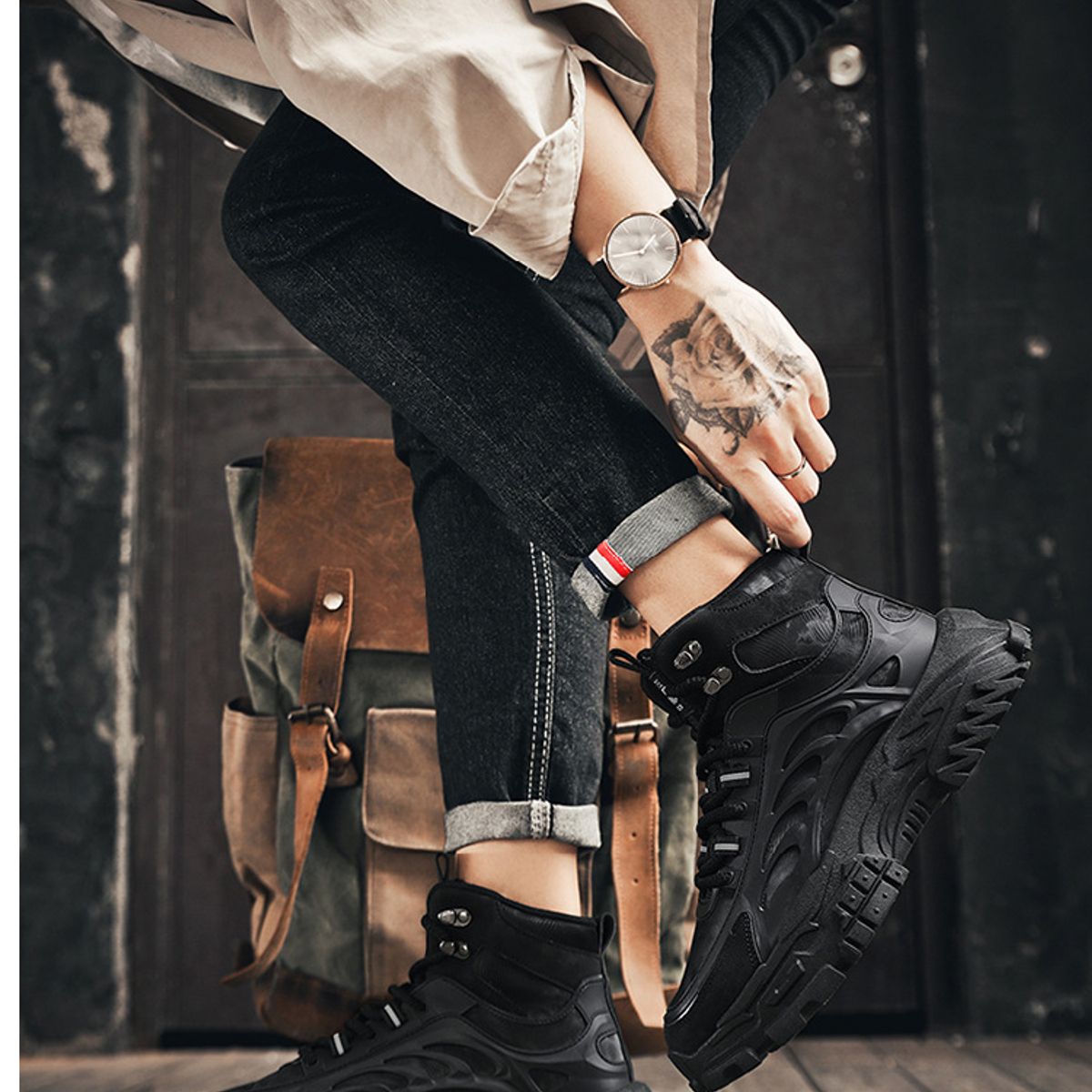 BLWOENS - Zapatos Botas de Martín para Hombre - Negro