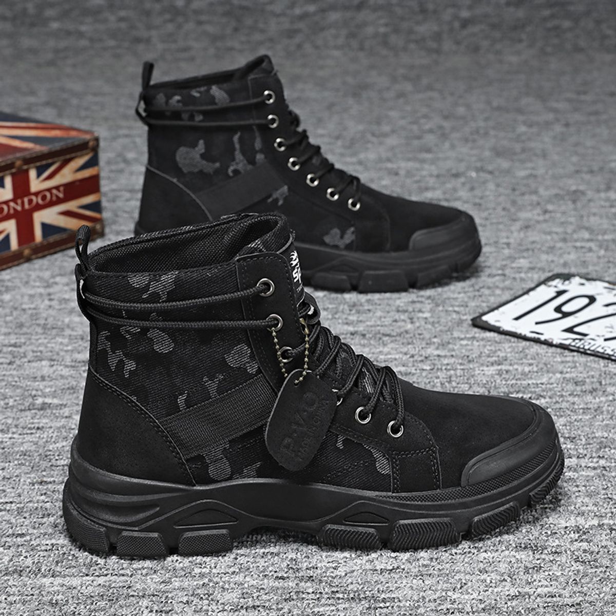 BLWOENS - Zapatos Botas de Martín para Hombre - Negro