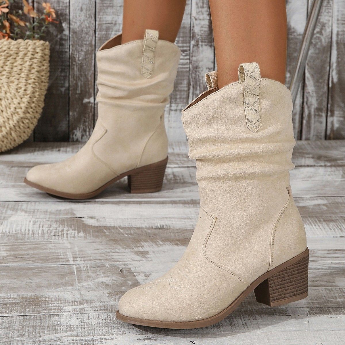 BLWOENS - Zapatos BOTAS cortas de invierno para mujeres Zapatilla - Beige