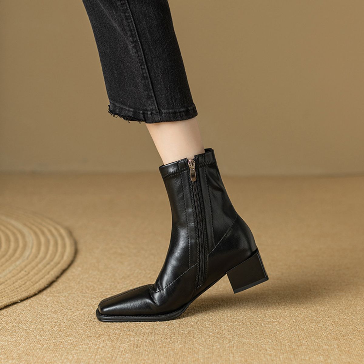 BLWOENS - Zapatos BOTAS cortas de invierno para mujeres Zapatilla - Negro