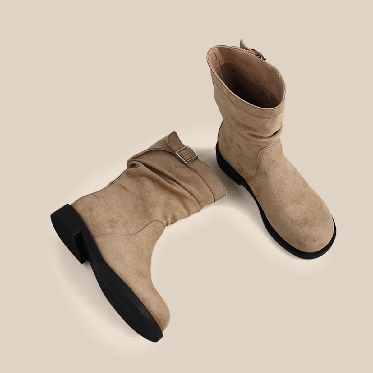 BLWOENS - Zapatos BOTAS cortas de invierno para mujeres Zapatilla - Beige