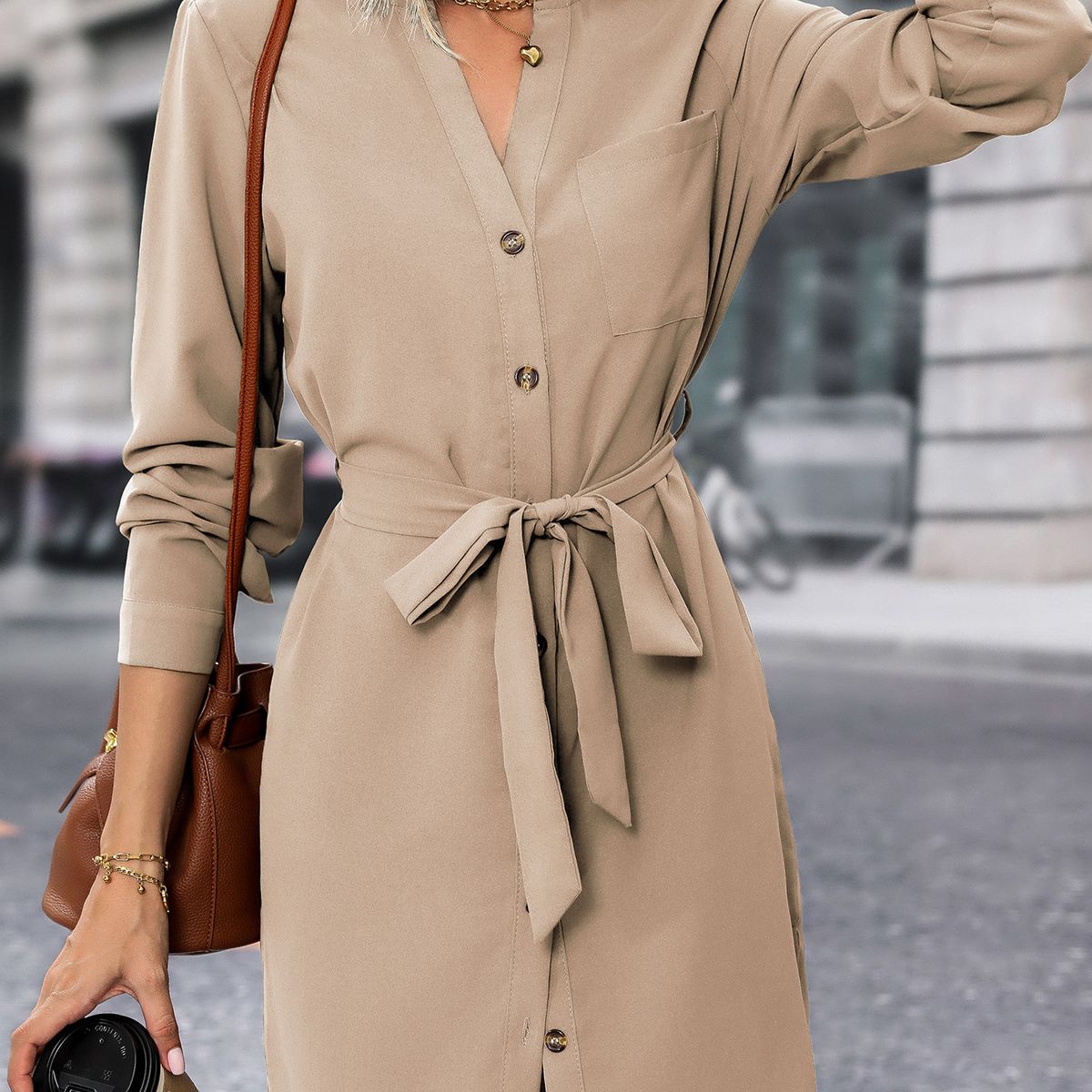 BLWOENS - Vestidos casuales de para mujeres - Beige