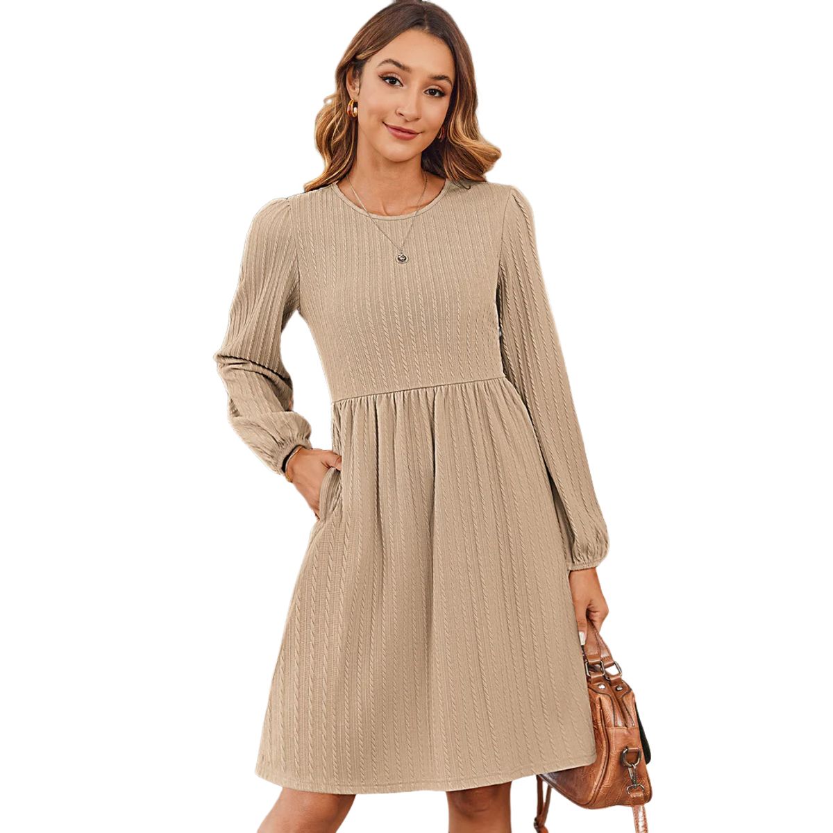 BLWOENS - Vestidos casuales de para mujeres - Beige