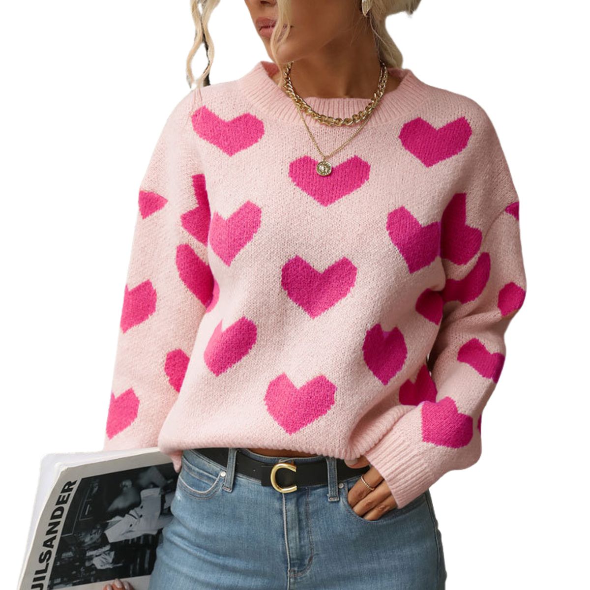 BLWOENS - Suéter de punto para Mujer - Rosa