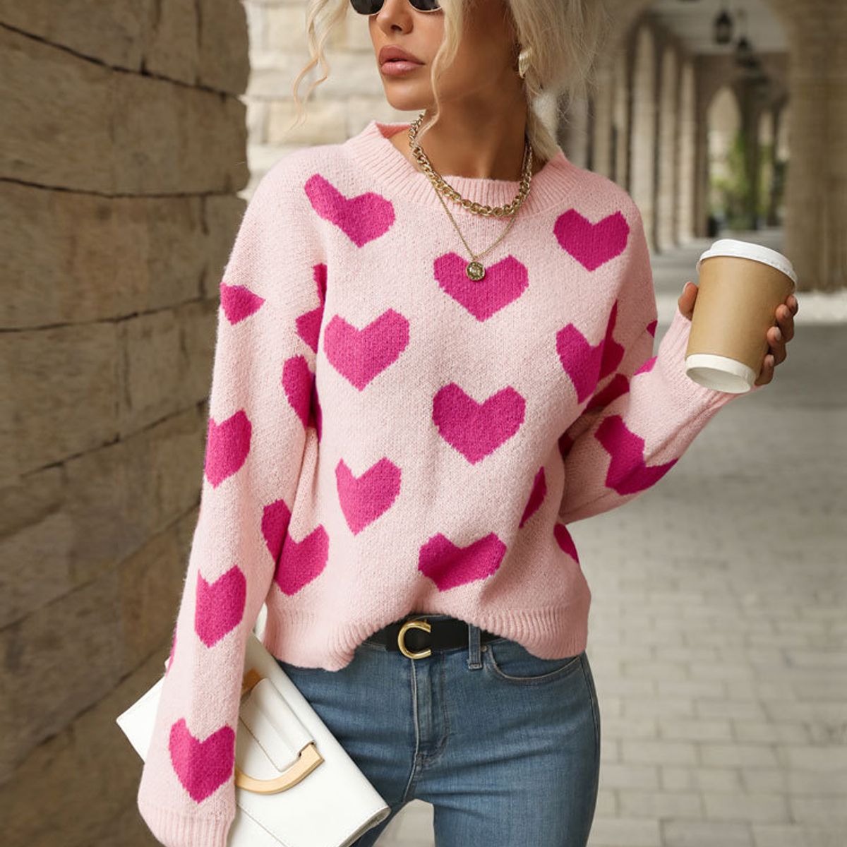 BLWOENS - Suéter de punto para Mujer - Rosa