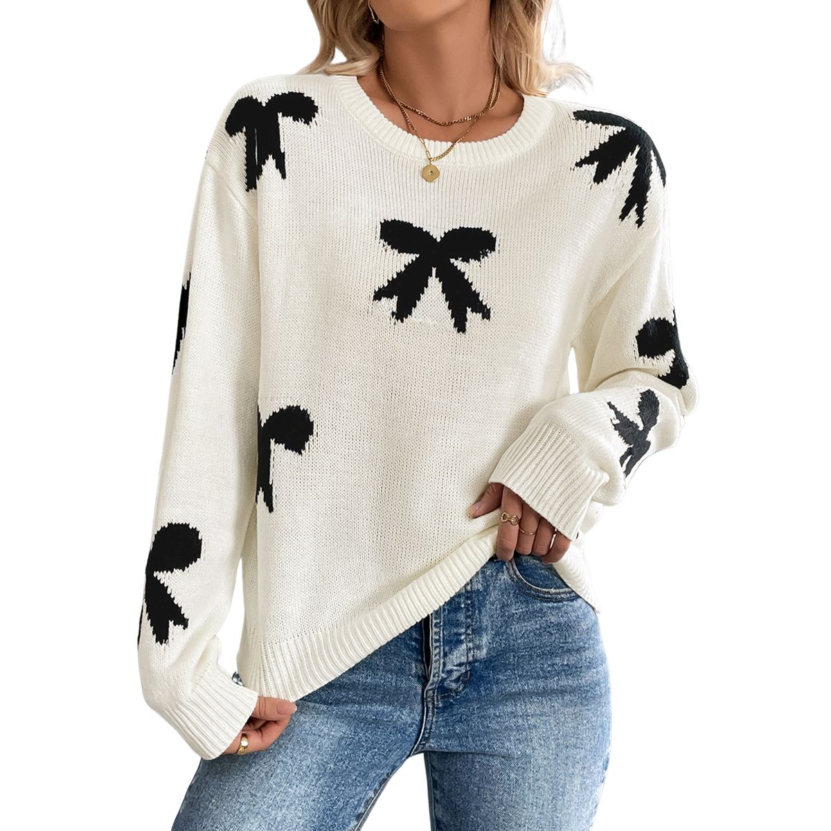 BLWOENS - Suéter de punto para Mujer - Blanco