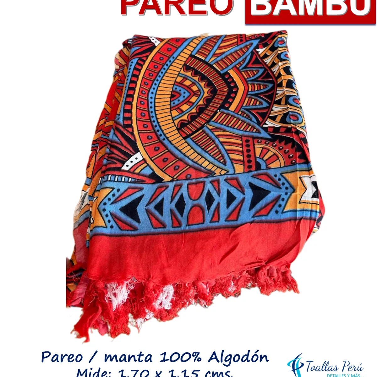 TOALLAS PERU DETALLES Y MAS - Pareo Bambu 100% algodón - Playa o Piscina - tipo mandala