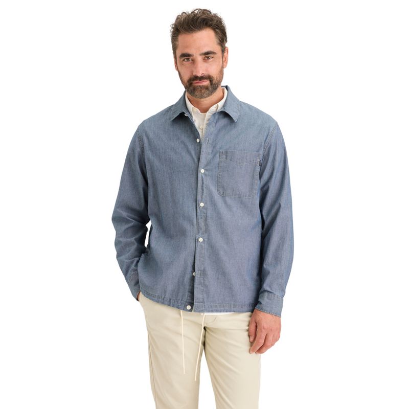 DOCKERS - Camisa Hombre Coach's Relaxed Fit Azul Dockers