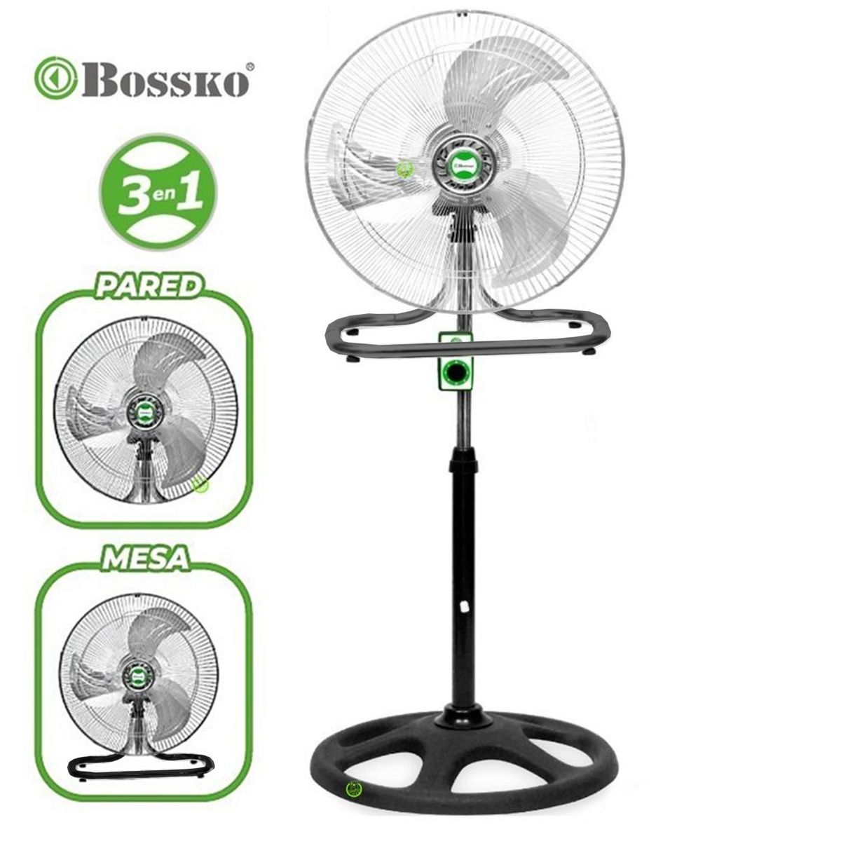 BOSSKO - Ventilador Bossko BK-8218VI-NG Pedestal 3 en 1 De 18" 200w