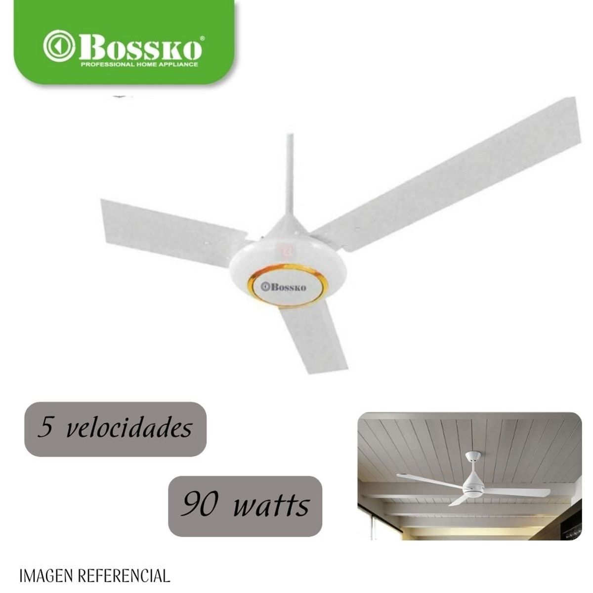 BOSSKO - Ventilador de Techo Bossko BK-8230VTE de 90 Watts