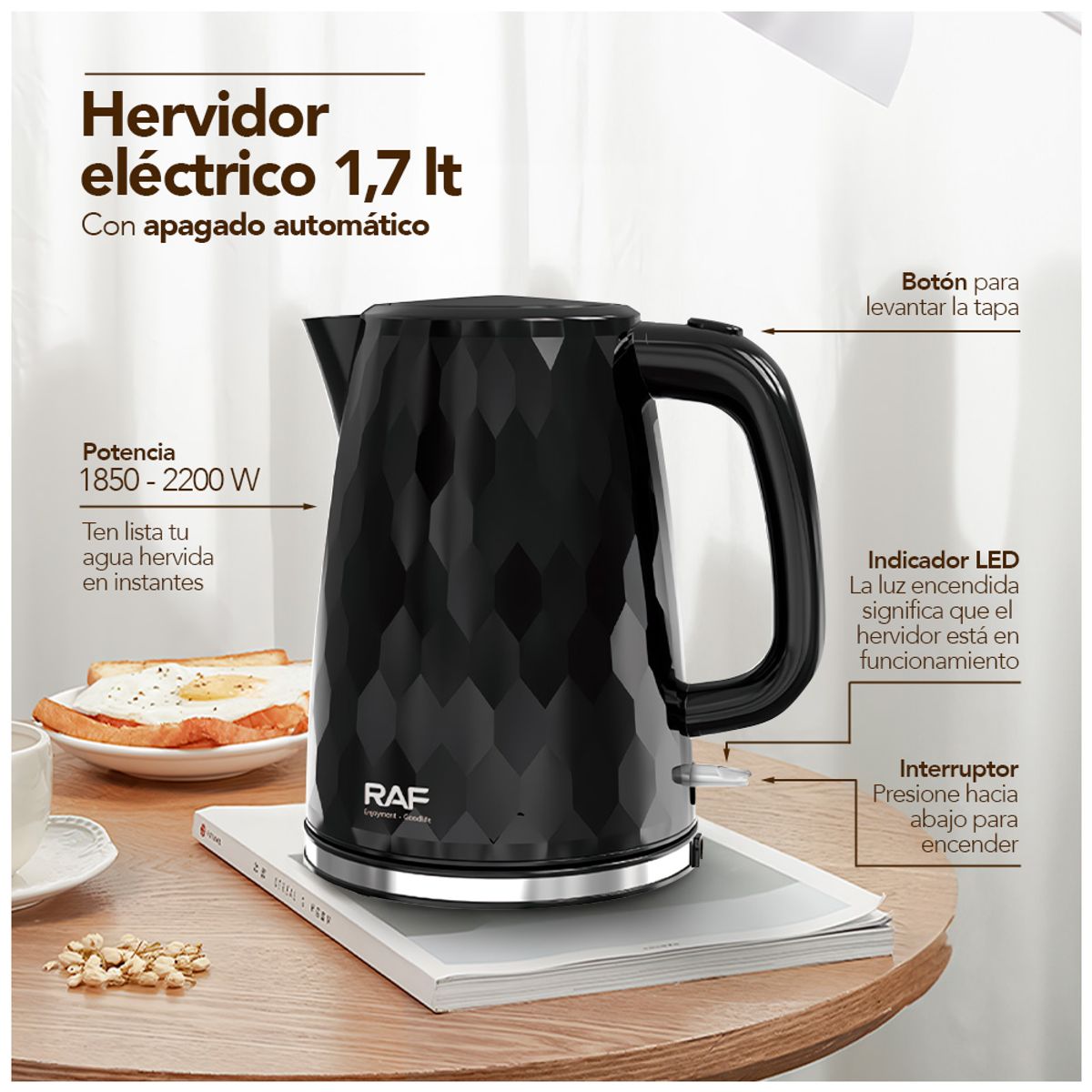 KELLER - Hervidor Eléctrico Y Tostadora 1,7 Litros R90