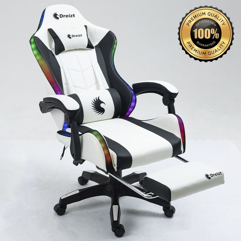 DREIZT - Silla Gamer Ergonómica Dreizt Shine Rgb Series Blanco Posapies
