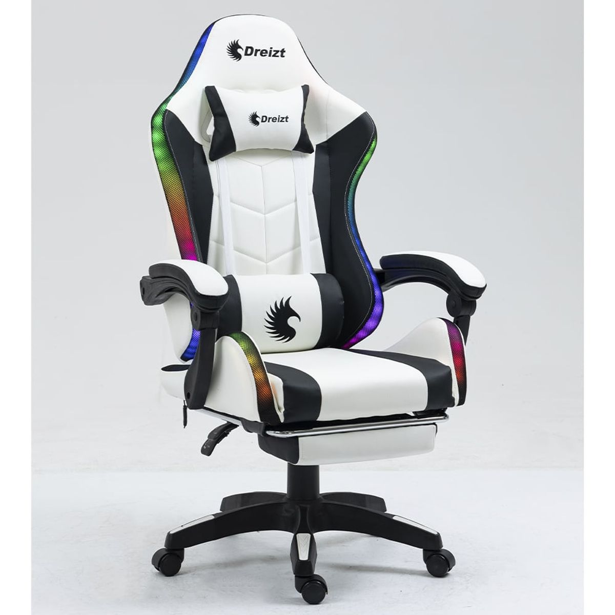 DREIZT - Silla Gamer Ergonómica Dreizt Shine Rgb Series Blanco Posapies