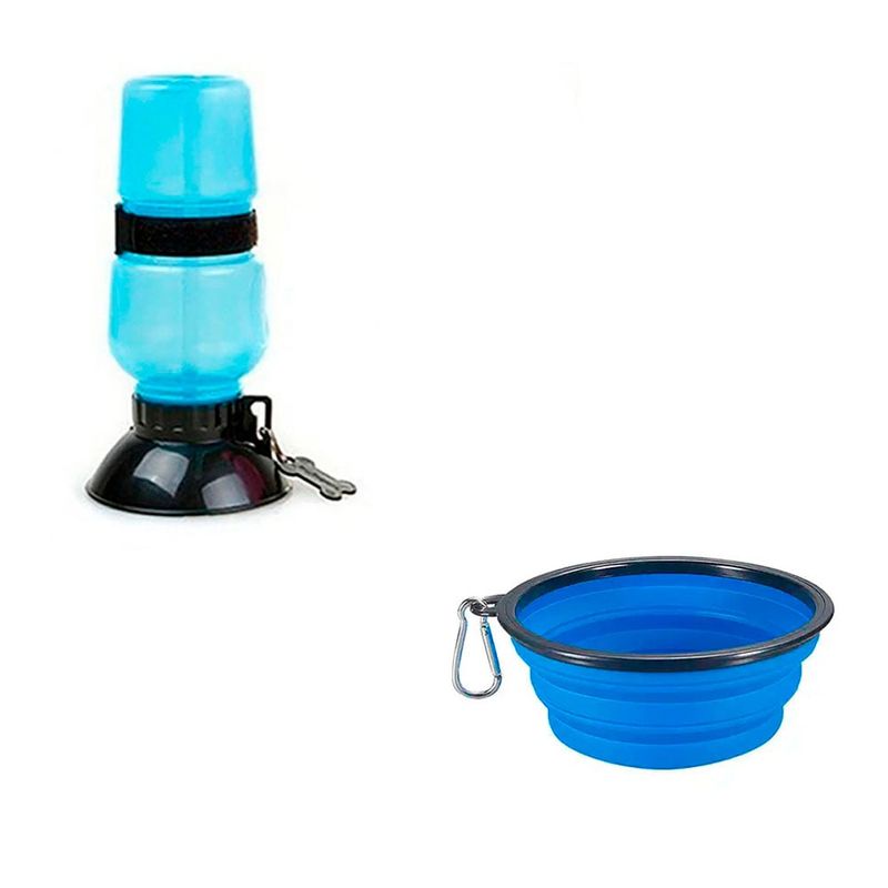 QUE PATAS PET SHOP - Aquadog Azul + Plato Plegable Azul