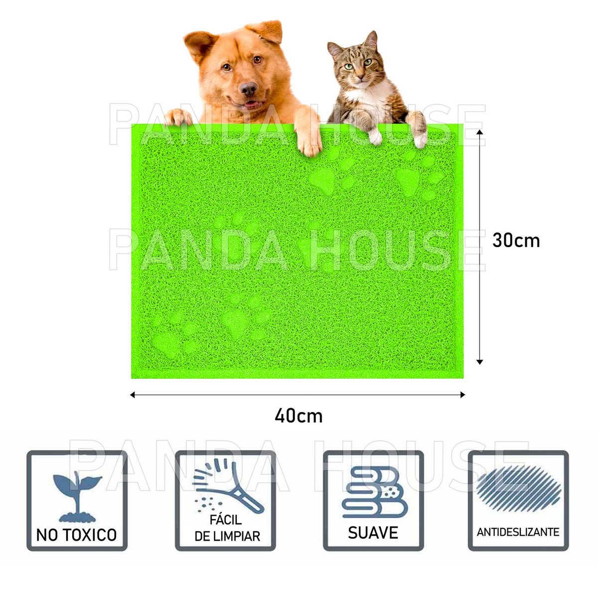 SM - TAPETE PARA MASCOTAS VERDE LIMON 40X30CM