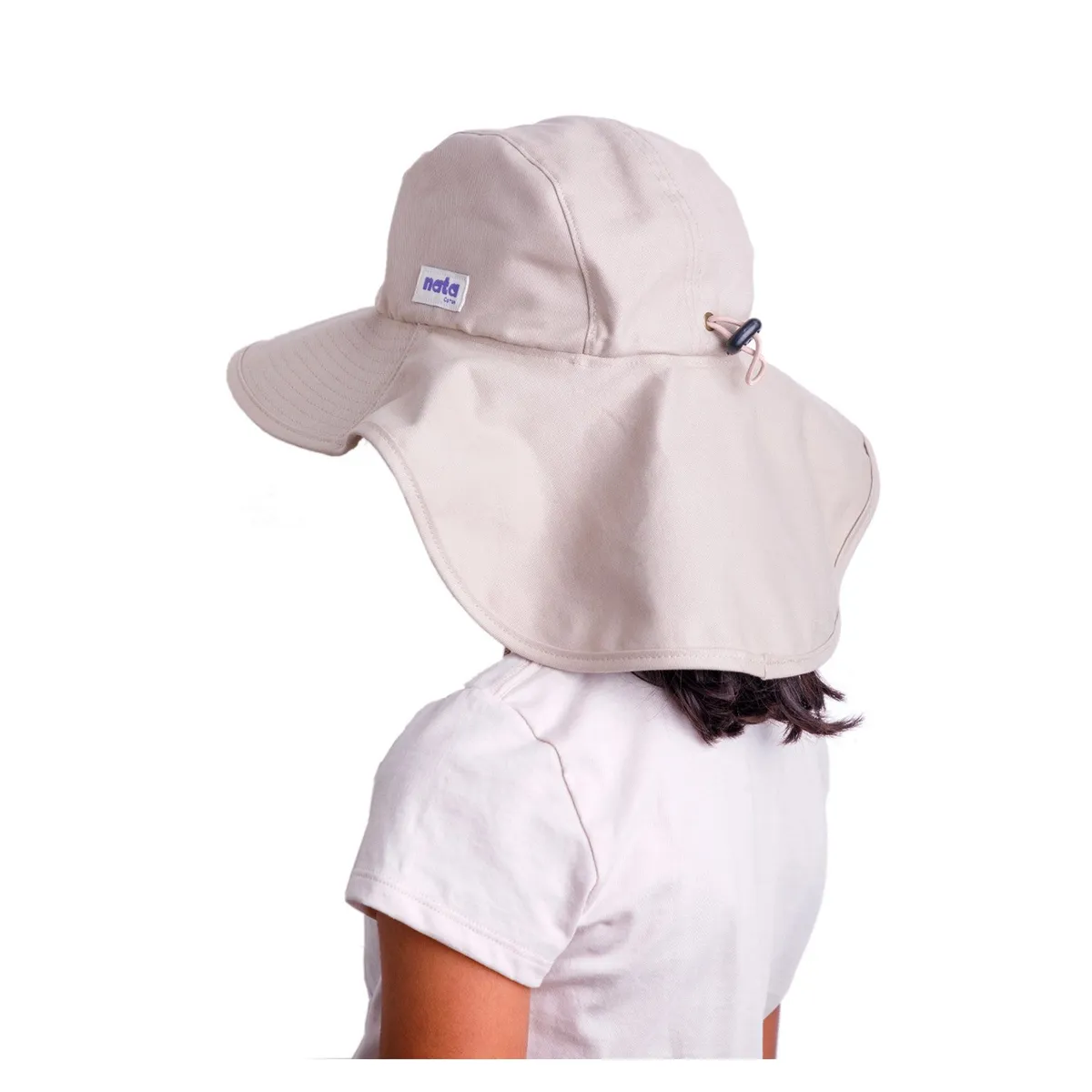 NATA COTON - SOMBRERO CON SOLAPA DE ALGODÓN PARA NIÑA Y NIÑO BEIGE BORDADO