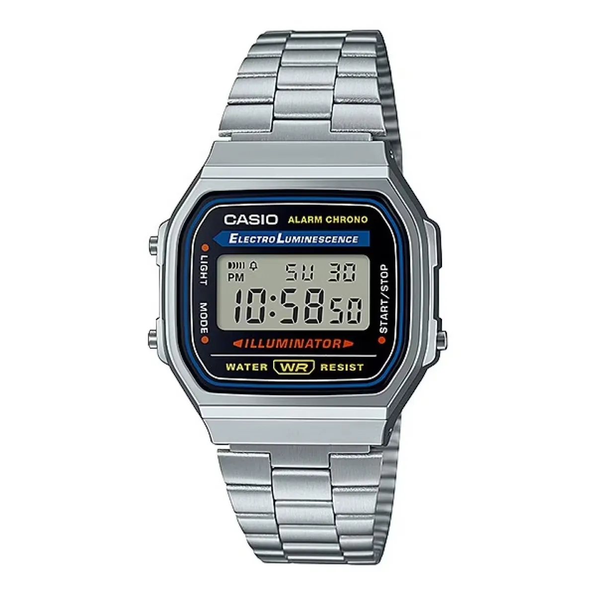 CASIO - Reloj Casio A168WA-1w Retro Watch acero inoxidable Plateado