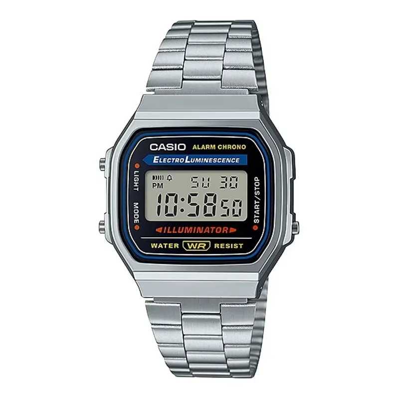 CASIO - Reloj Casio A168WA-1w Retro Watch acero inoxidable Plateado