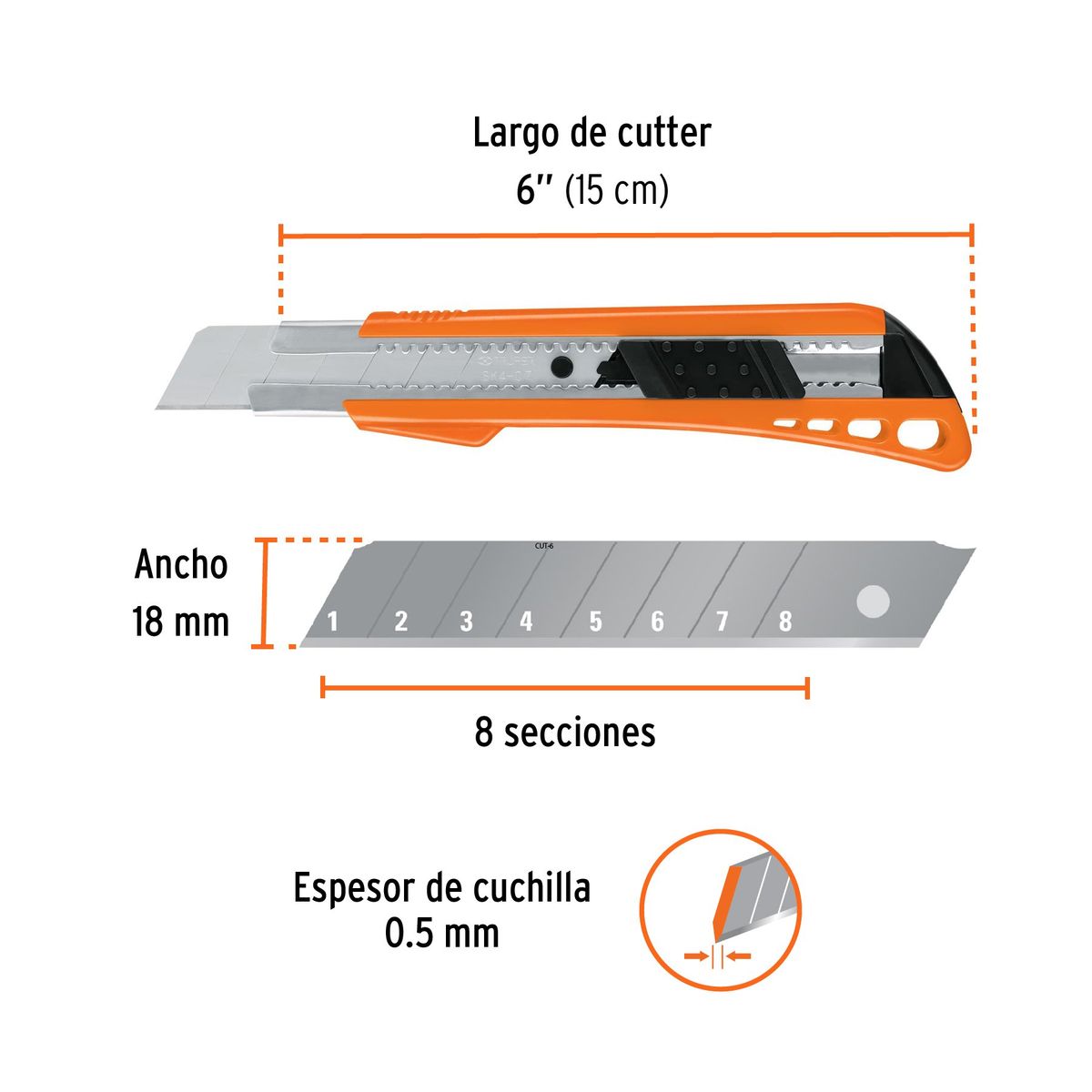TRUPER - Cutter 18 mm reforzado de plástico con alma metálica, Truper