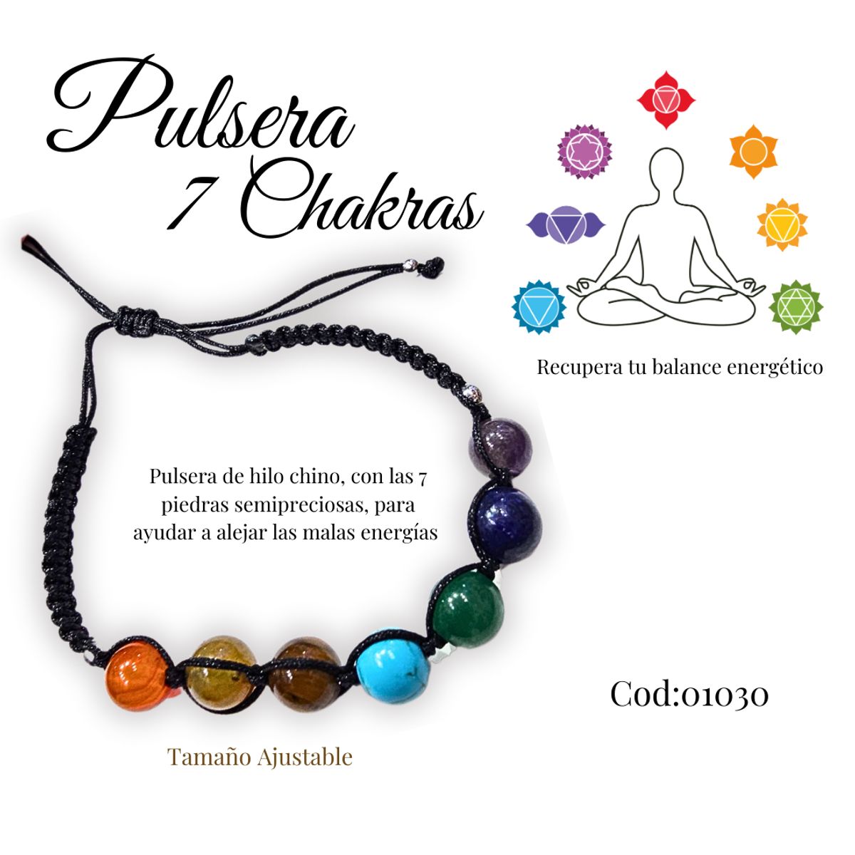GENERICO - Pulsera 7 Chakras, alivia la tencion