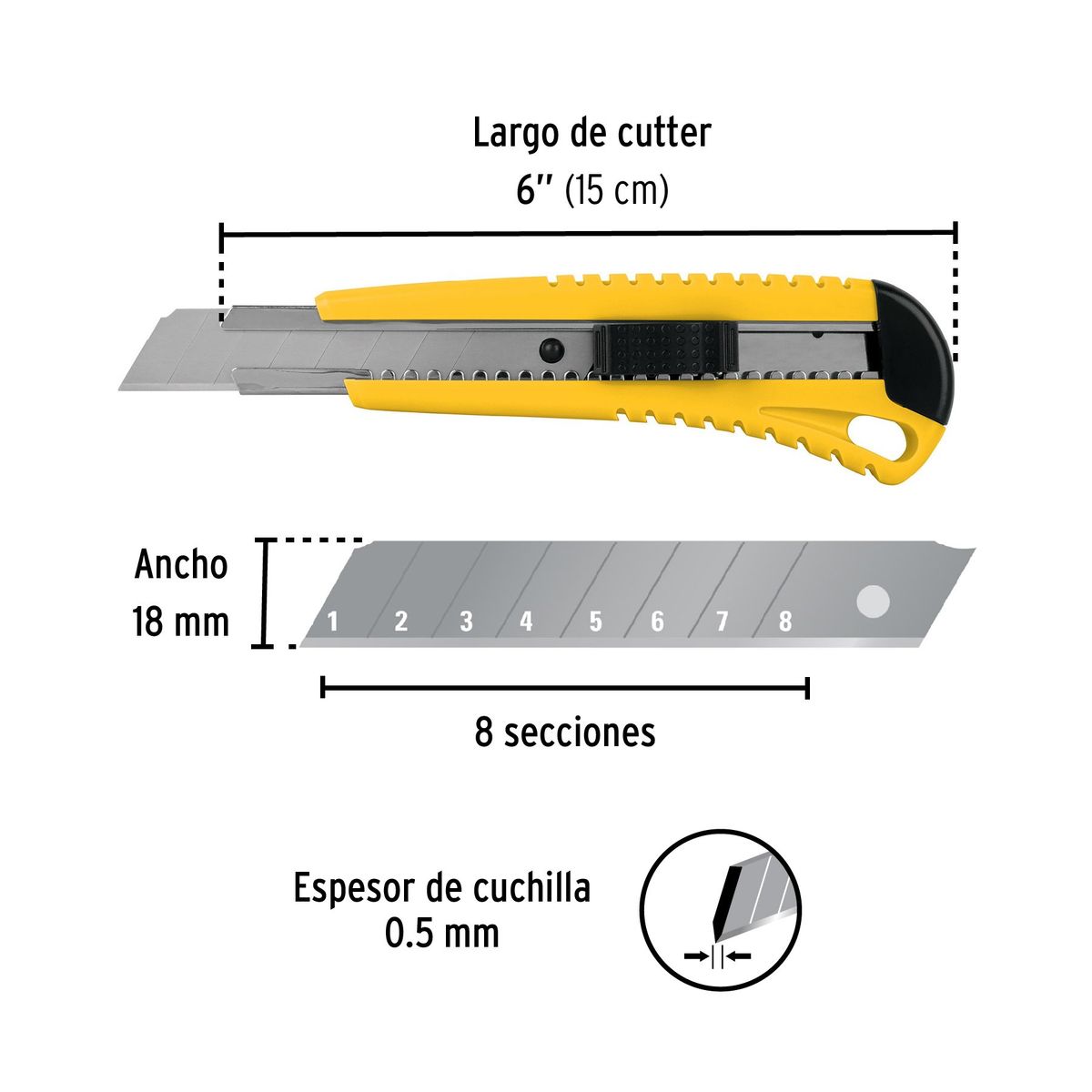 PRETUL - Cutter 18 mm plástico con alma metálica, Pretul