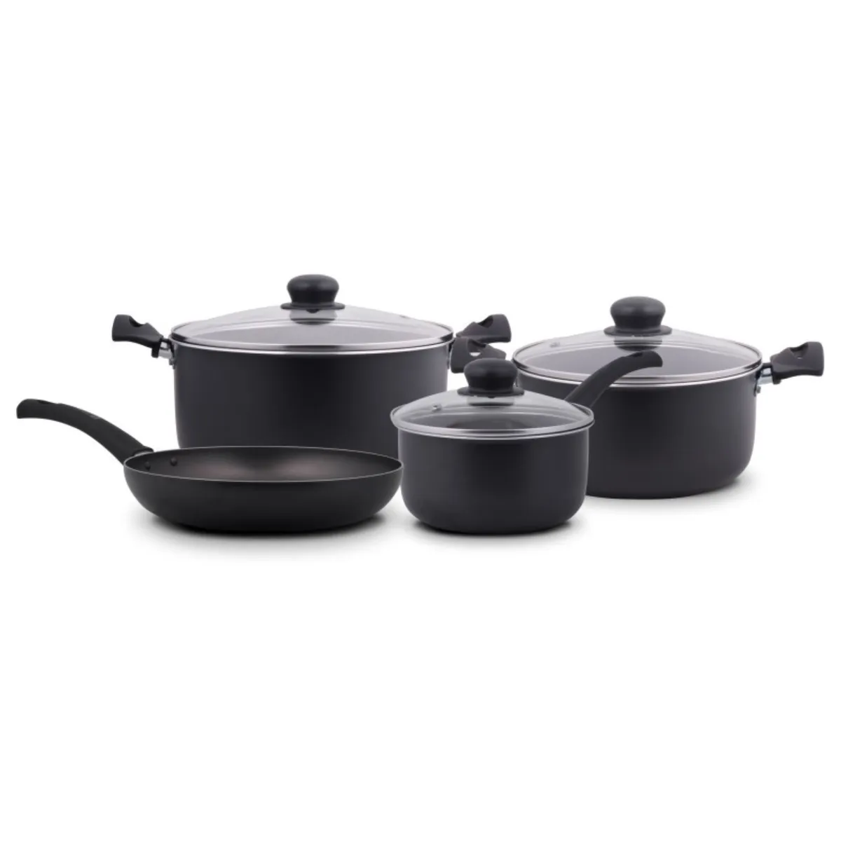 FACUSA - Juego de Ollas Nova Antiadherente con Tapa de Vidrio x7 Facusa