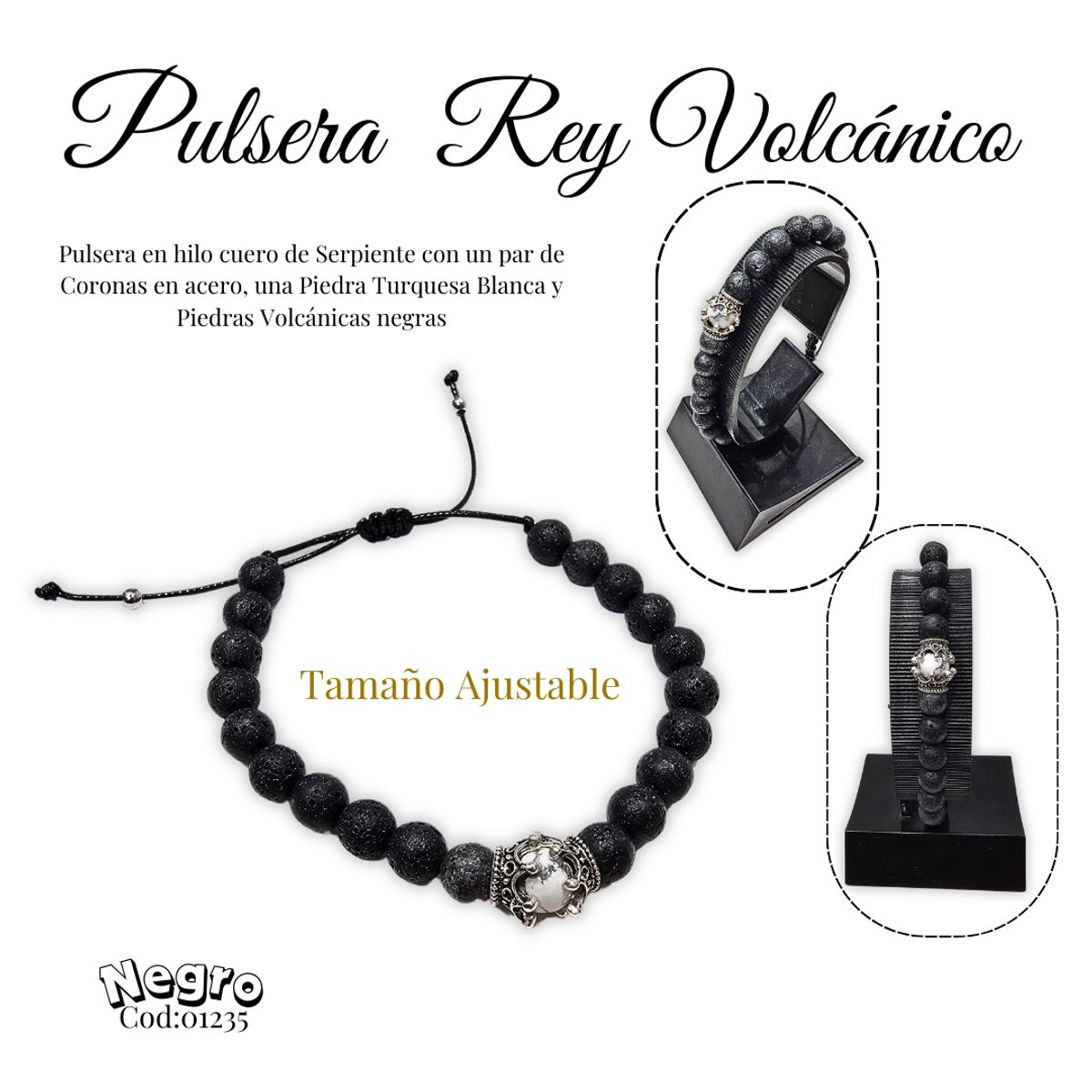 GENERICO - Pulsera en Piedra Volcanica