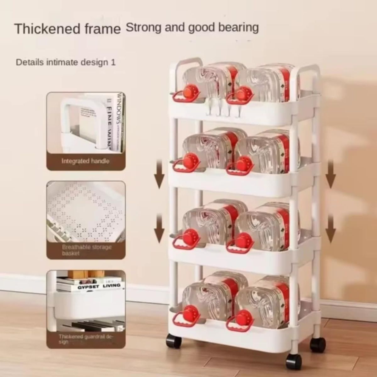 GENERICO - Organizador Verdulero Soporte de Cocina con Ruedas de 4 pisos