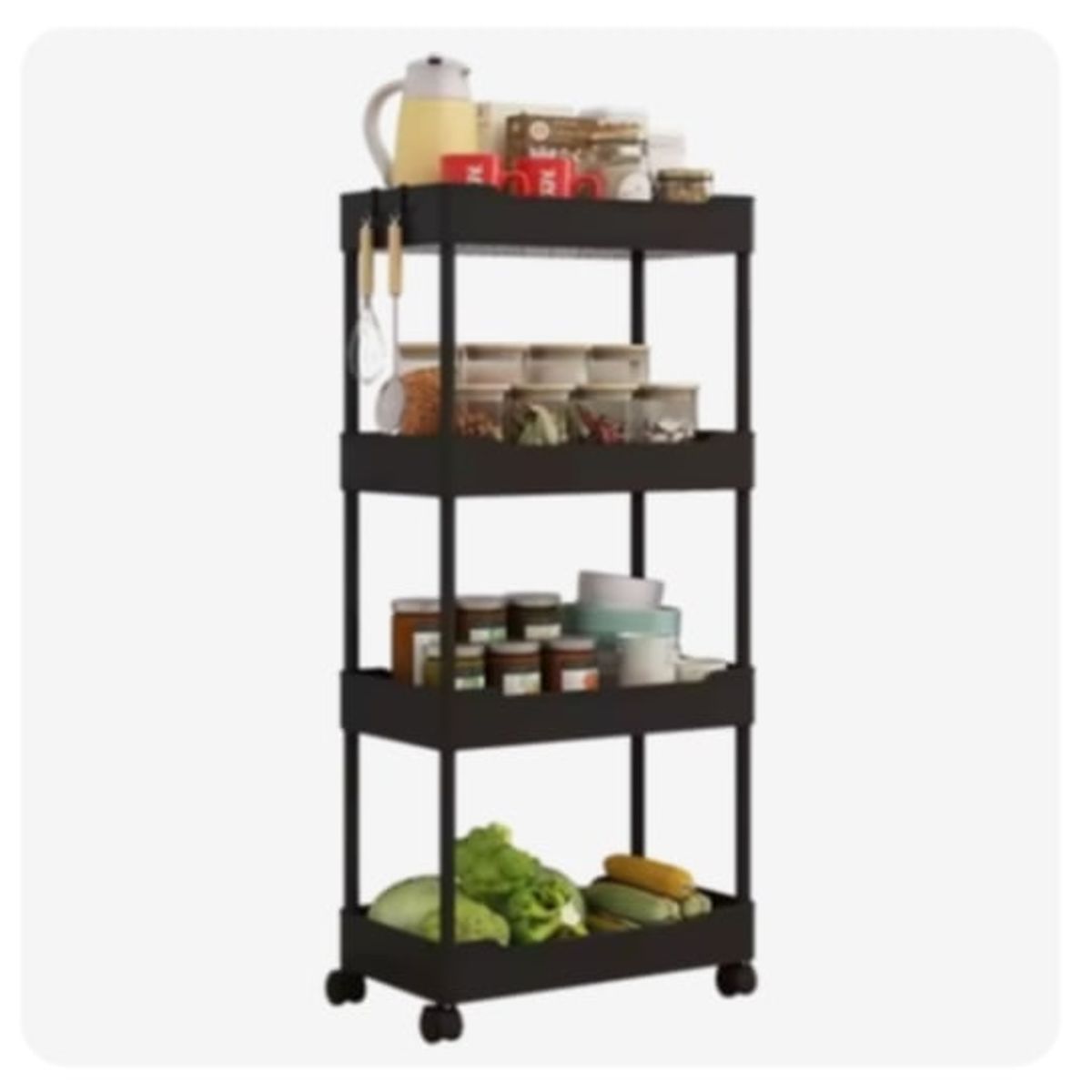 GENERICO - Organizador Verdulero Soporte de Cocina con Ruedas de 4 pisos