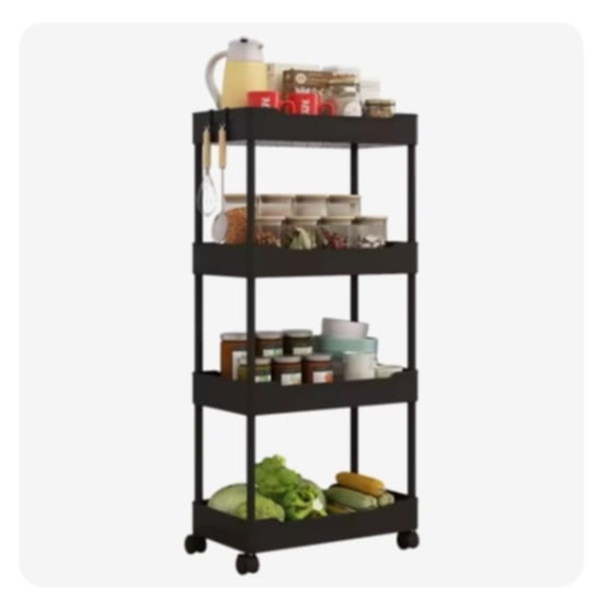 GENERICO - Organizador Verdulero Soporte de Cocina con Ruedas de 4 pisos