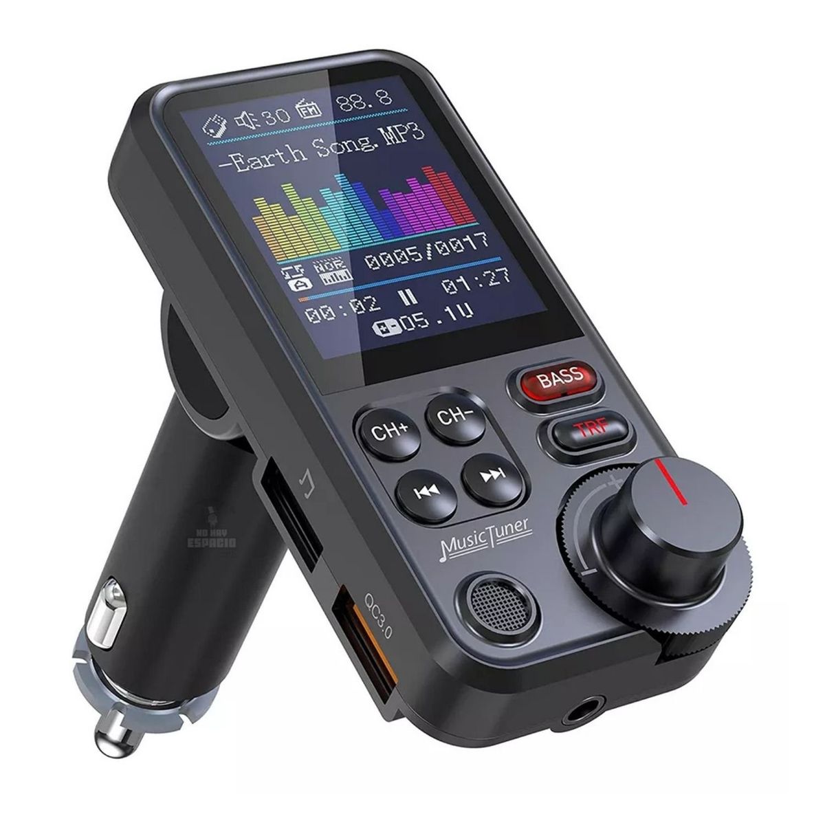 AUDIO SOLUTIONS - Transmisor Cargador Audio Estéreo Fm Bluetooth Mp3 Usb Tf