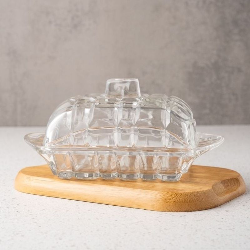 GENERICO - Mantequillero de Vidrio Labrado