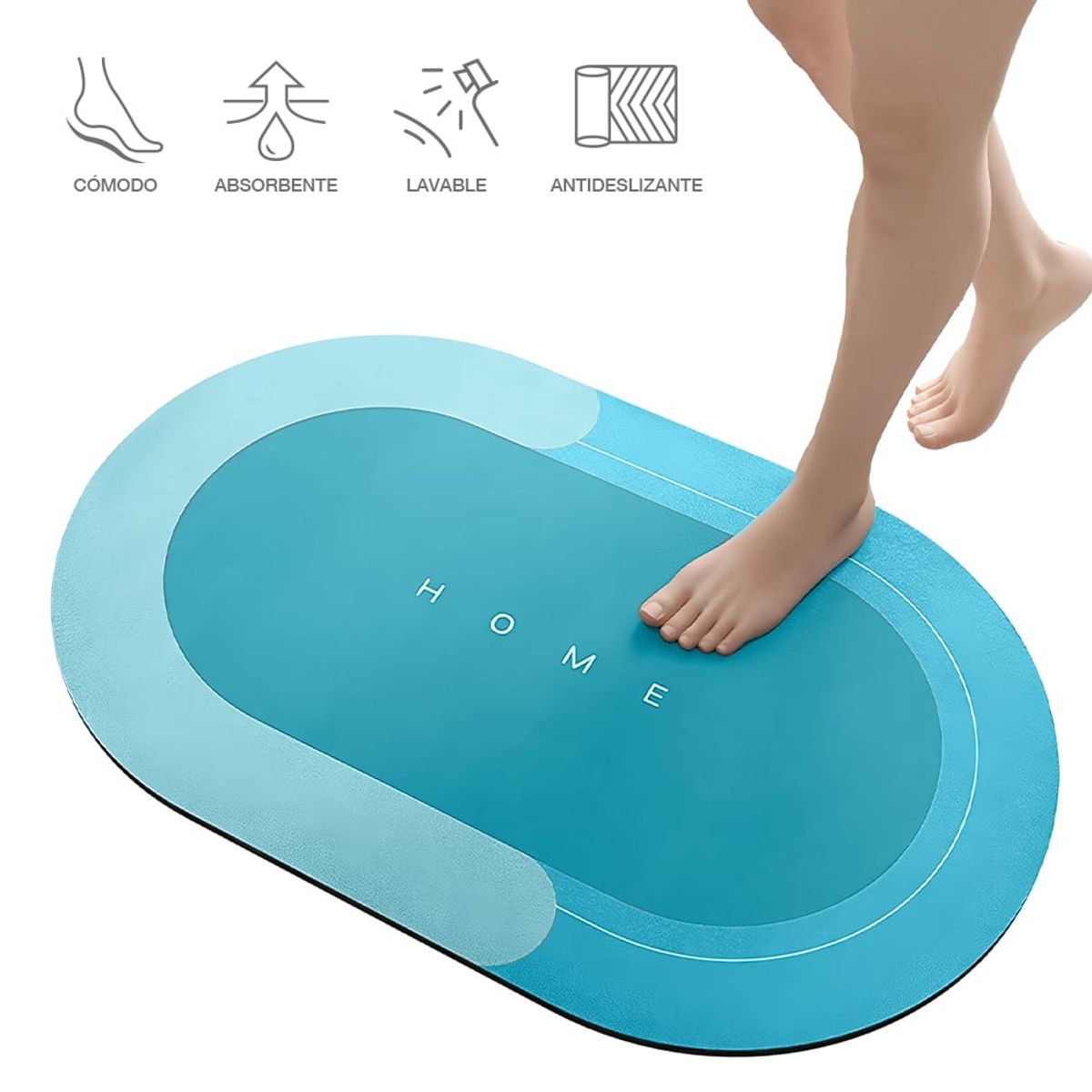 KELLER - Alfombra Antideslizante para Piso Tapete de Baño N36 Turquesa