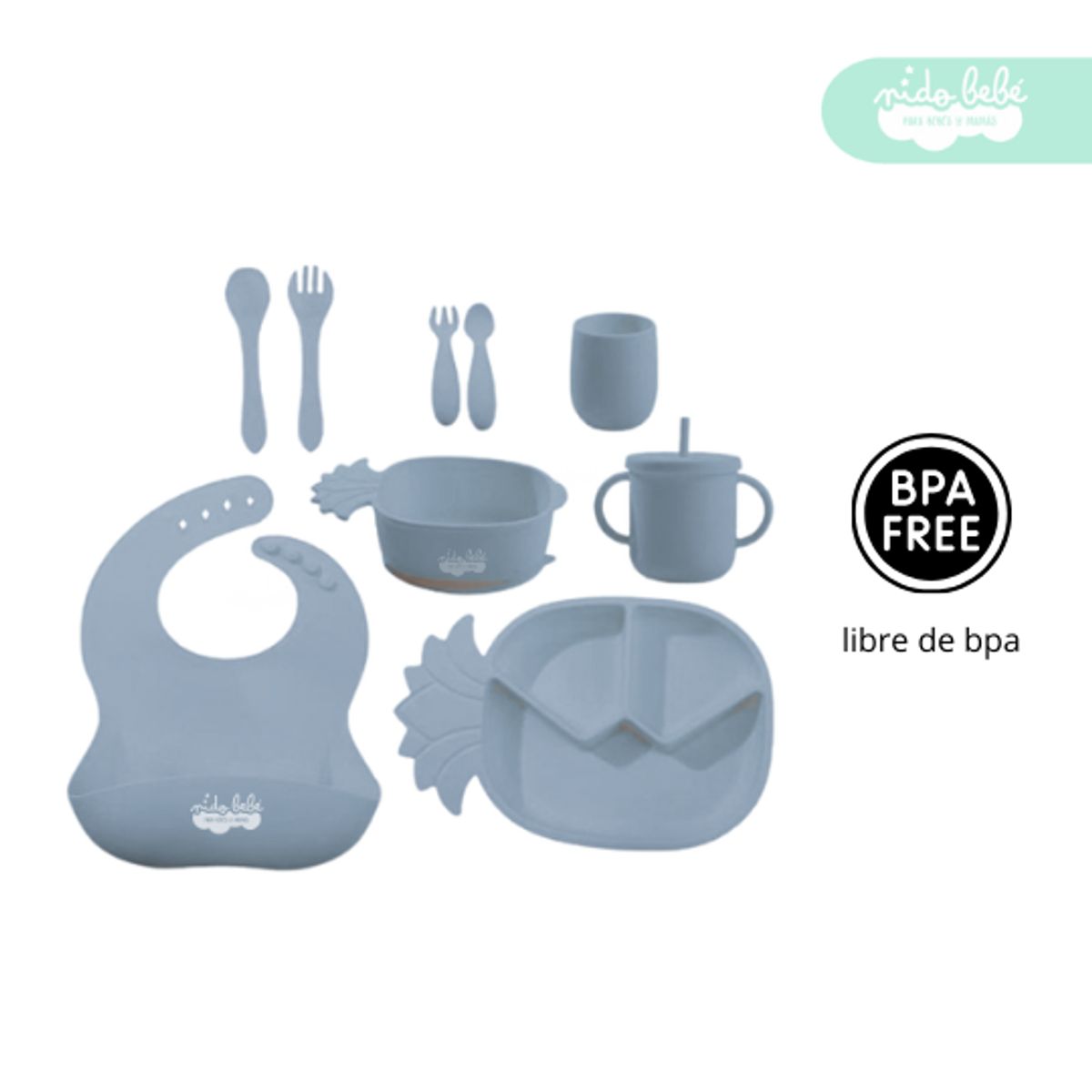 GENERICO - Set de alimentación de bebé modelo PIÑA plomo