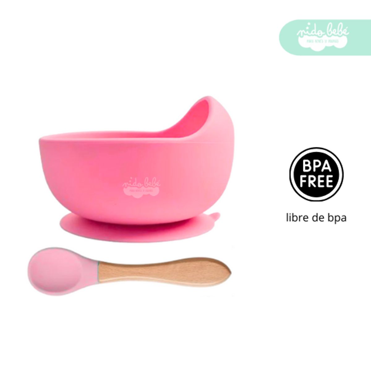 GENERICO - Set de alimentación plato con cubierto rosa