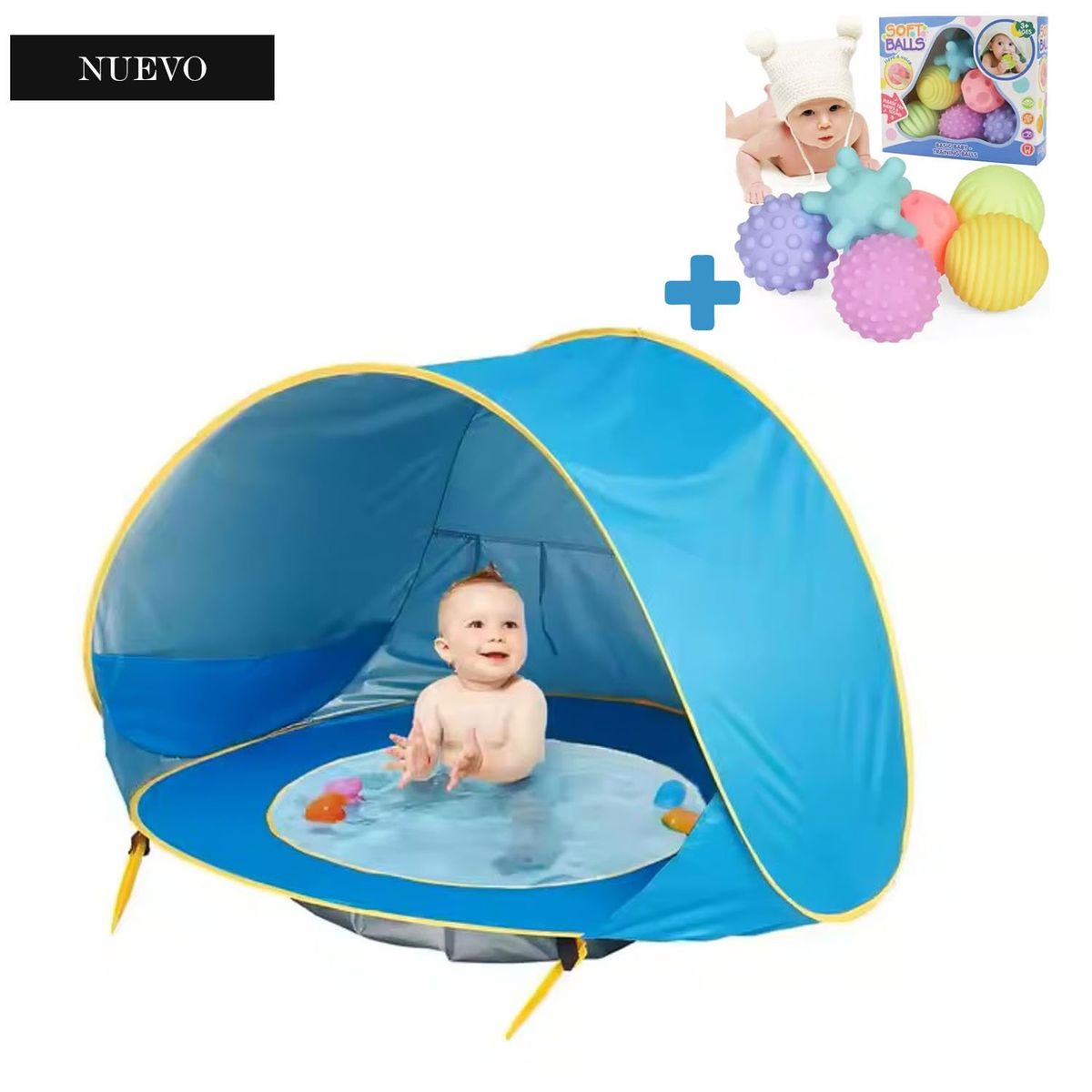 GENERICO - Carpa para Bebes Con Piscina Azul +Pelotas Texturizadas 6Pz