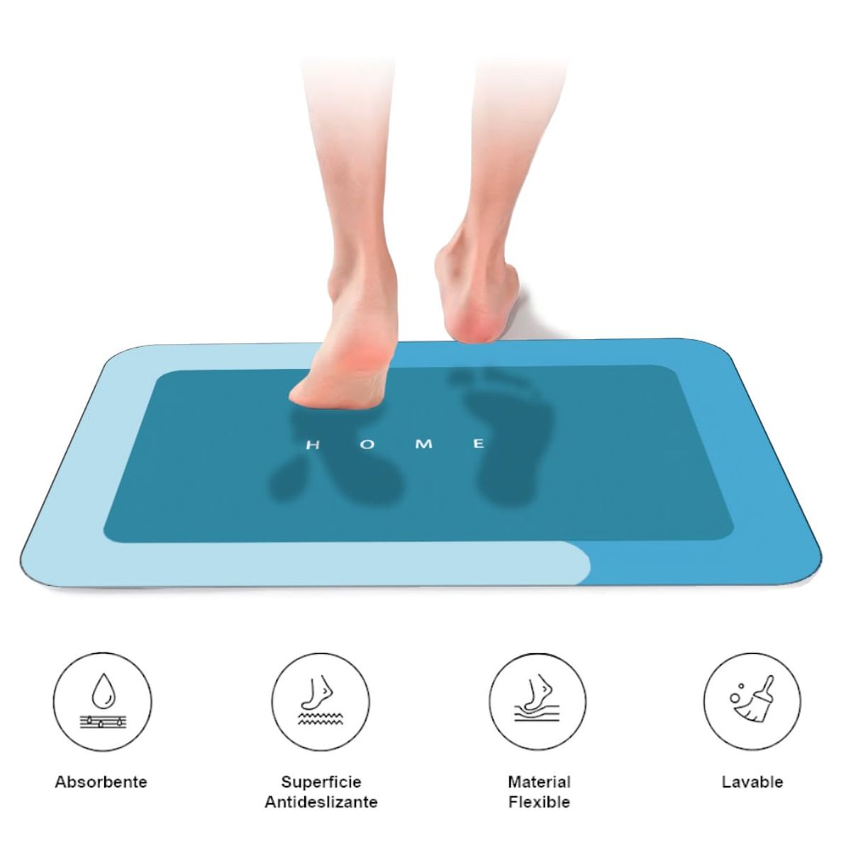 SASHIJA - Alfombra Antideslizante para Piso Tapete de Baño N35 Turquesa