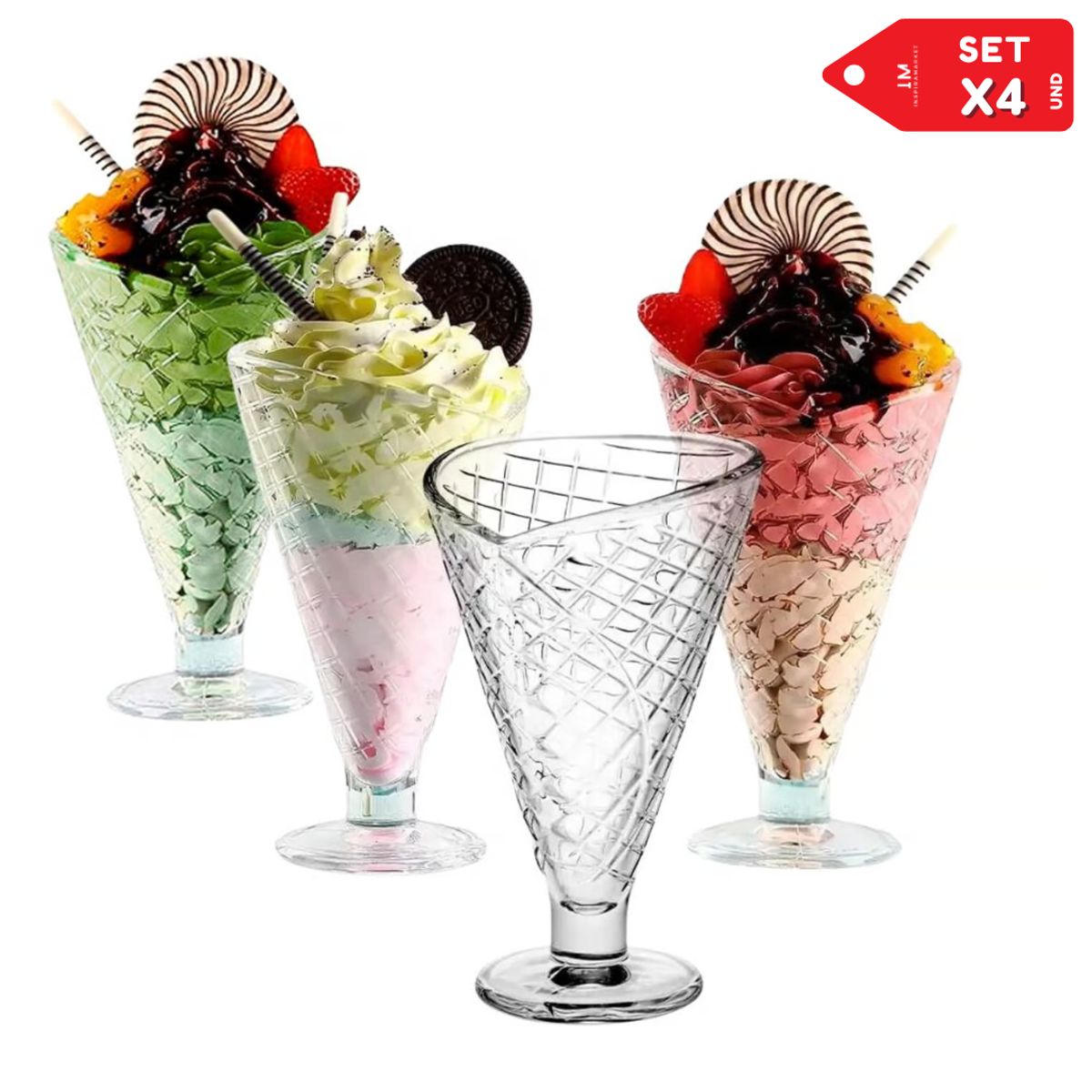 INSPIRA MARKET - Copa Cono para Helado Postre Set x4