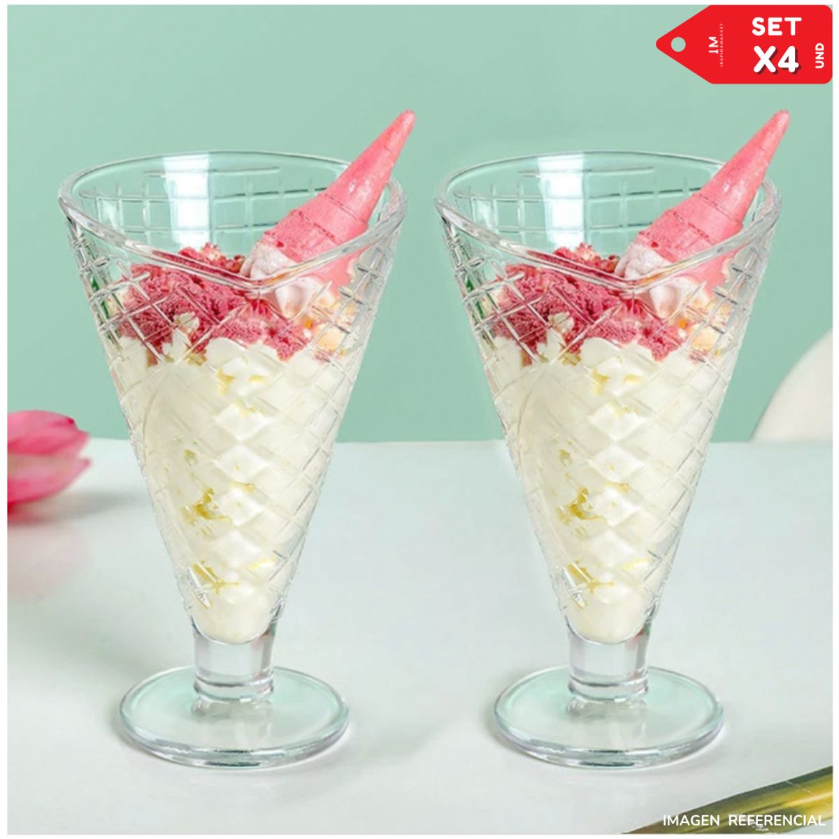 INSPIRA MARKET - Copa Cono para Helado Postre Set x4
