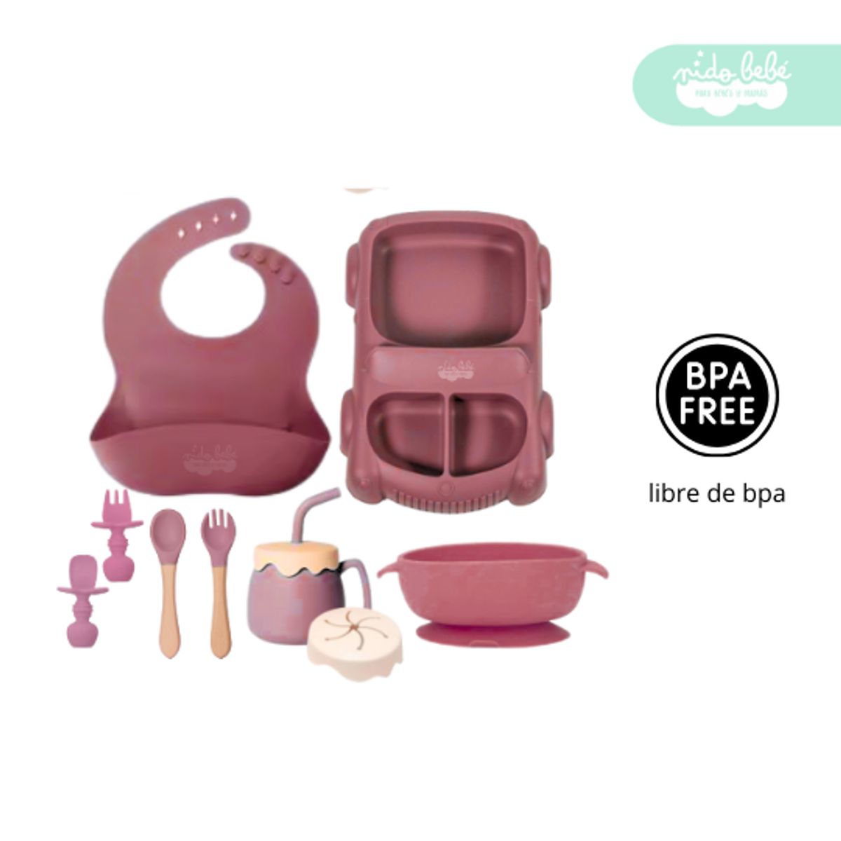 GENERICO - Set de alimentación de bebé modelo CARRITO vino