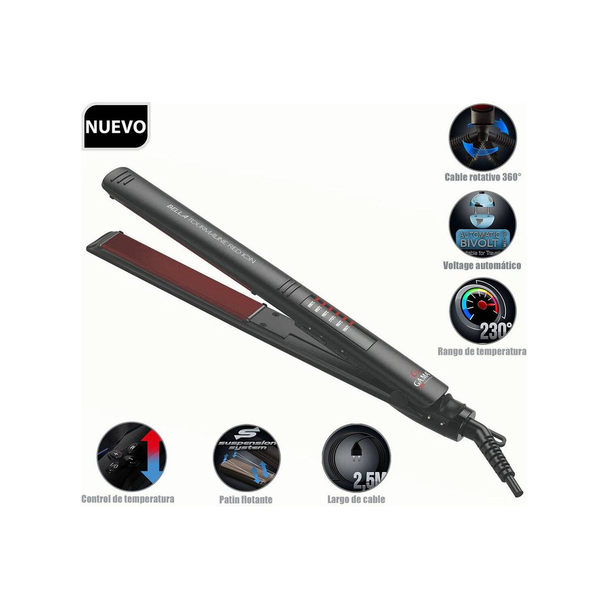 GAMA - Alisador elegance led bella tourmaline red ion BECHS0000002120