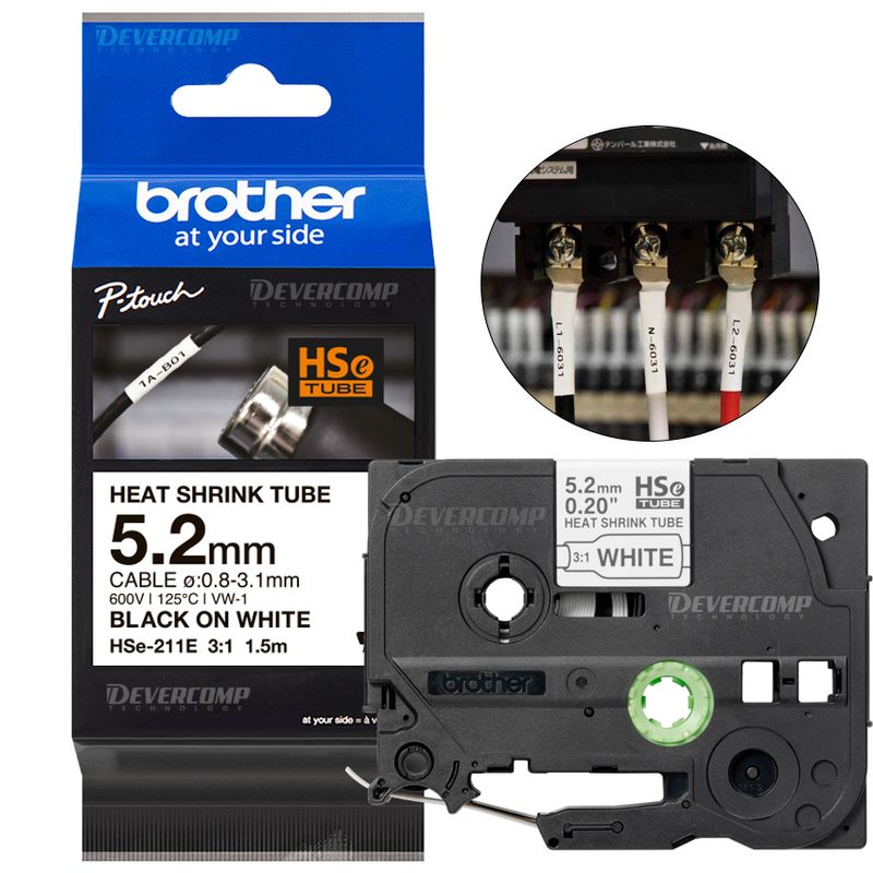 BROTHER - Cinta Brother HSe-211E Termocontraible (5.2mm x 1.5 mts)