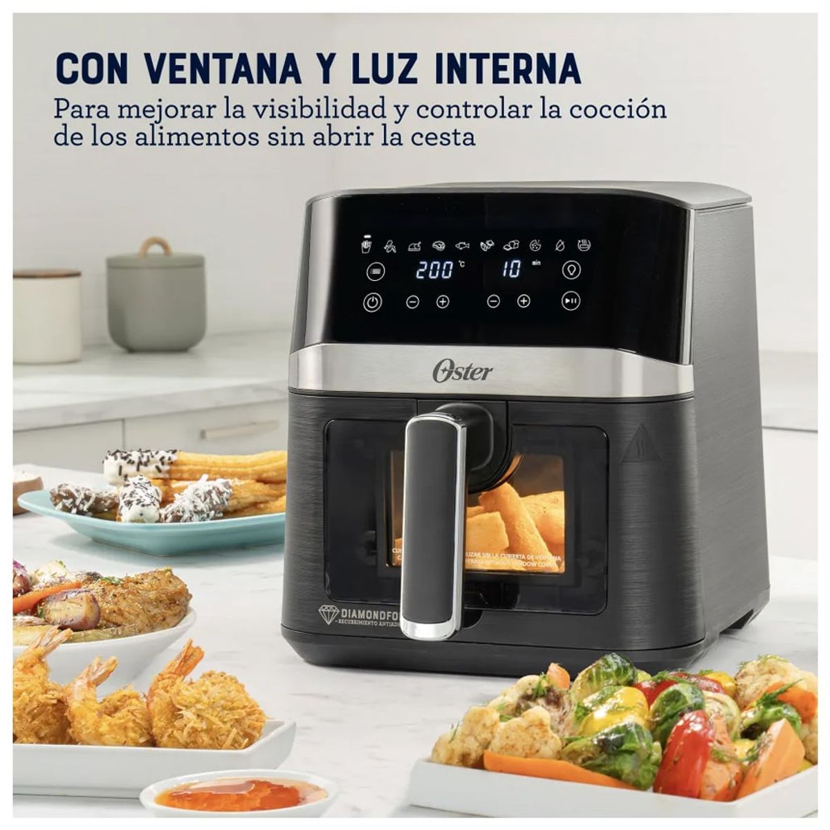 OSTER - Freidora de Aire Digital Oster con DiamondForce 4 Litros CKSTAF40WDDF