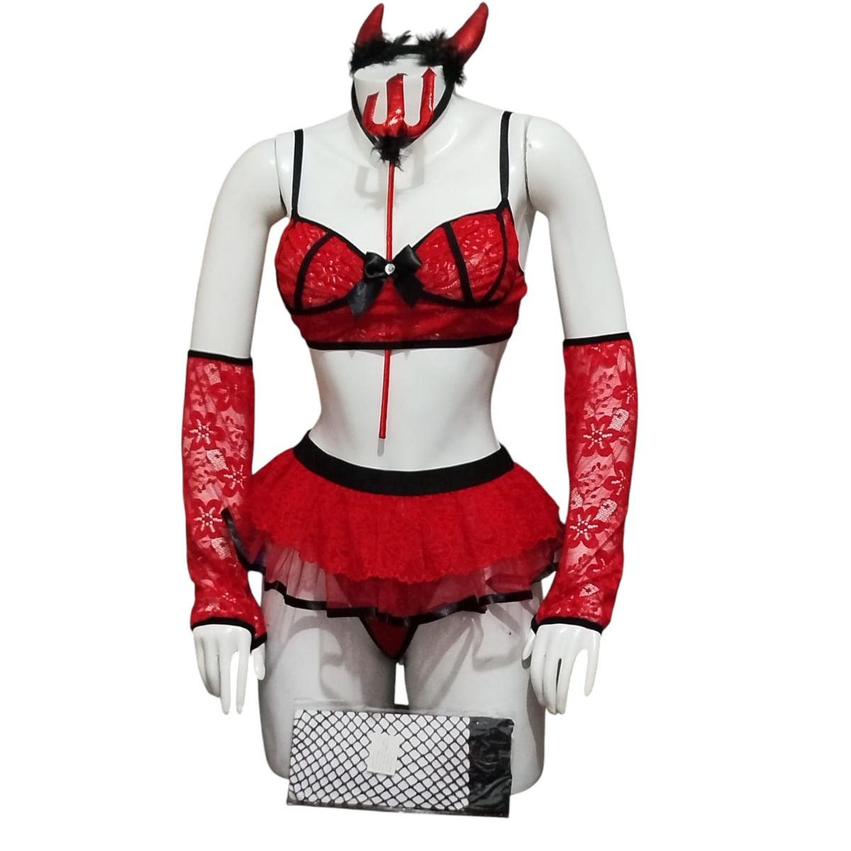 GENERICO - LENCERIA SEXY DISFRAZ DIABLITA  TALLA S  M L ENCAJE  TUL