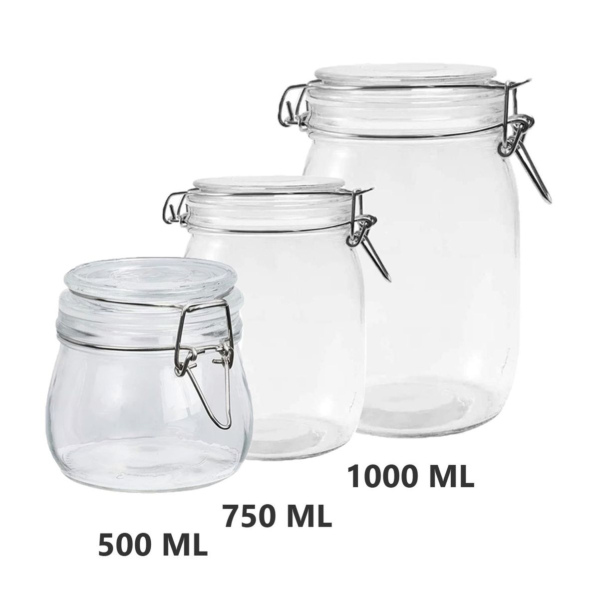 S/M - Contenedores Herméticos de Vidrio Pack de 3 UND