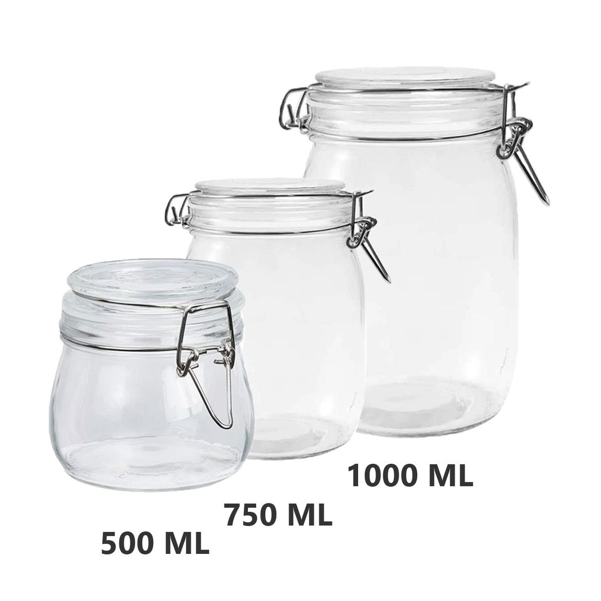 S/M - Contenedores Herméticos de Vidrio Pack de 3 UND