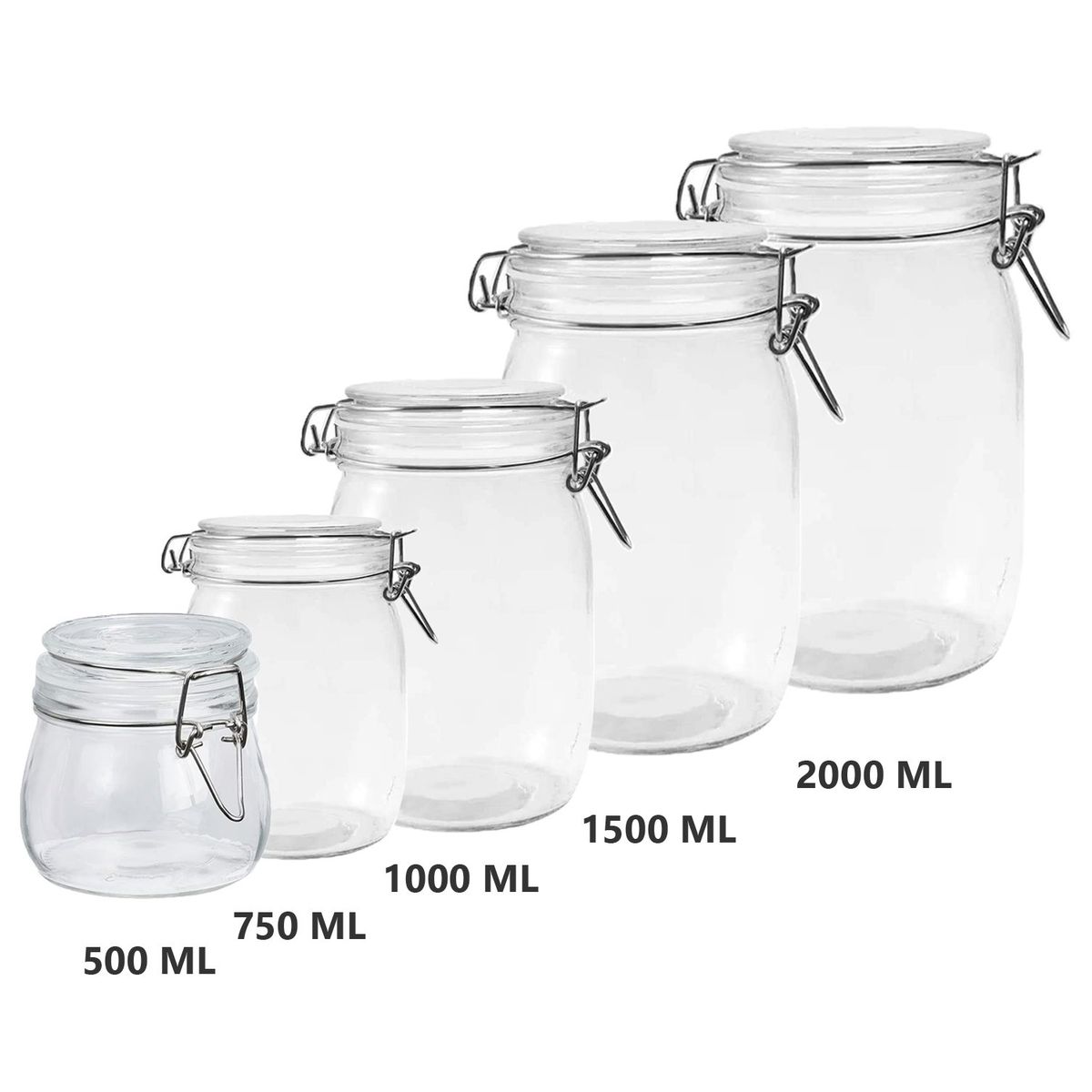 S/M - Contenedores Herméticos de Vidrio Pack de 5 UND